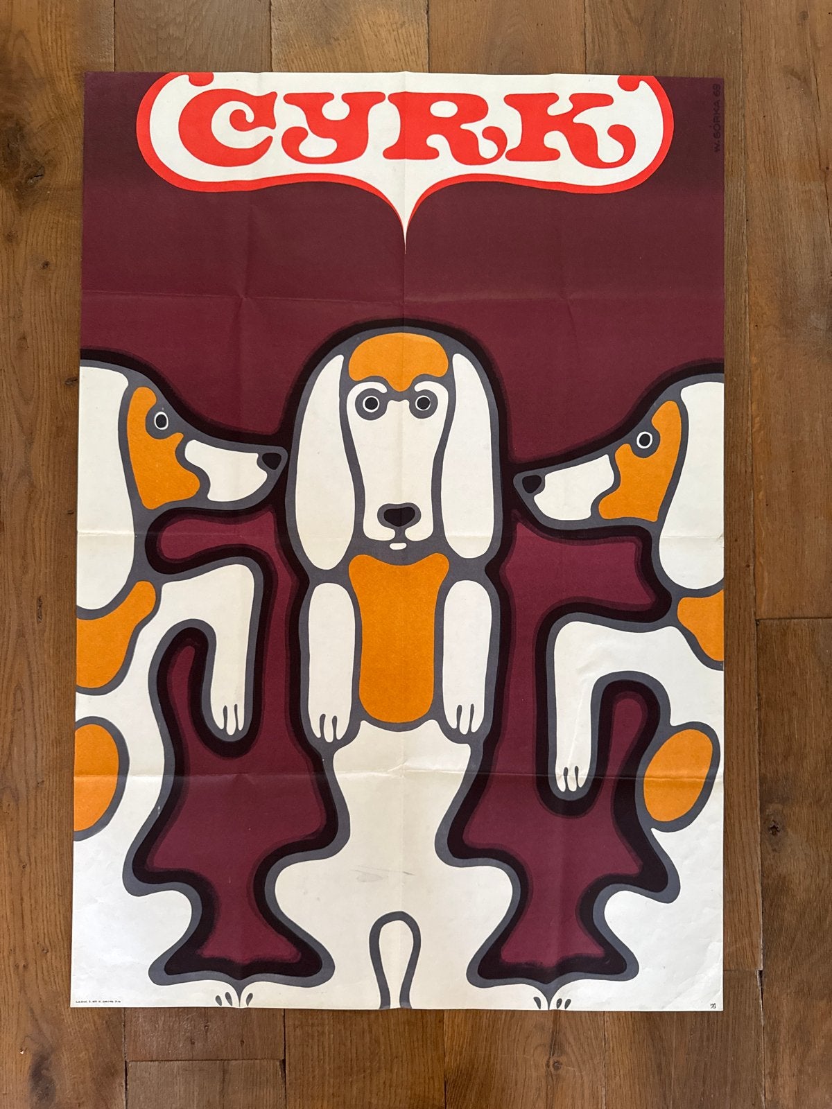 Vintage CYRK Circus Poster - Honden - W. Górka 1969, Deurposter of groter, Ophalen of Verzenden, Dier of Natuur, Rechthoekig Staand