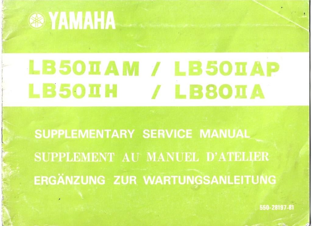 Yamaha LB 50 LB80 supplement service manual (8005z), Ophalen of Verzenden, Zo goed als nieuw