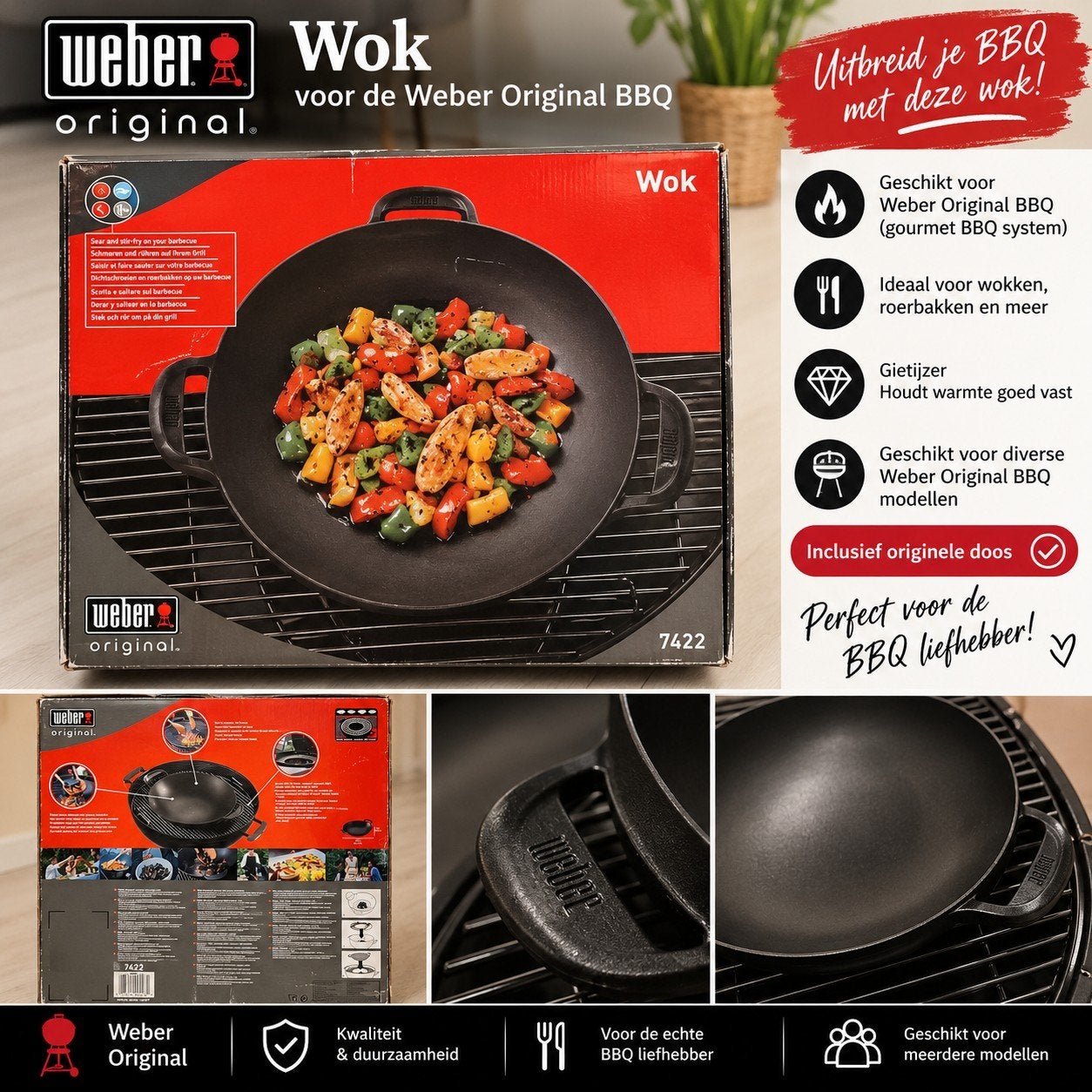 Weber Original Wok voor BBQ - Nieuw in doos, Tuin en Terras, Ophalen of Verzenden, Nieuw, Weber