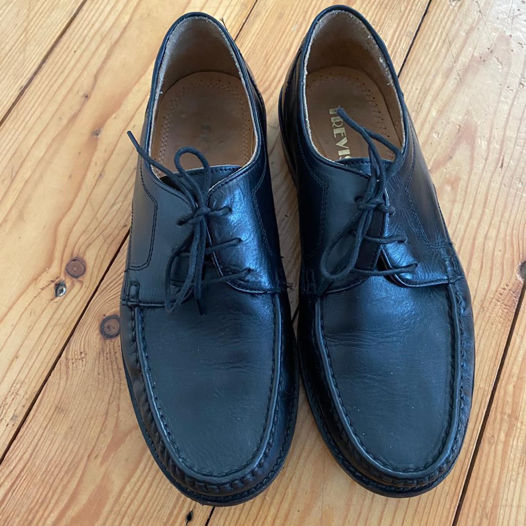 TREVISO ZWART LEDEREN VETERSCHOENEN 44, Ophalen of Verzenden, Zo goed als nieuw, Zwart