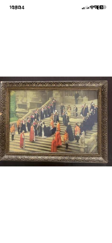 Engelse ingelijst in glas koninklijke reproductie 1940-1950, Ophalen of Verzenden, Gebruikt, 50 tot 75 cm, Overige typen