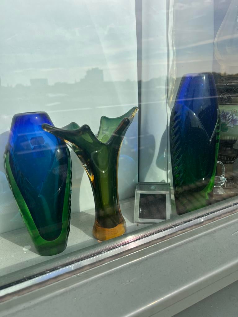 Ladislav oliva of Murano zware dikke kristall vazen, Ophalen of Verzenden