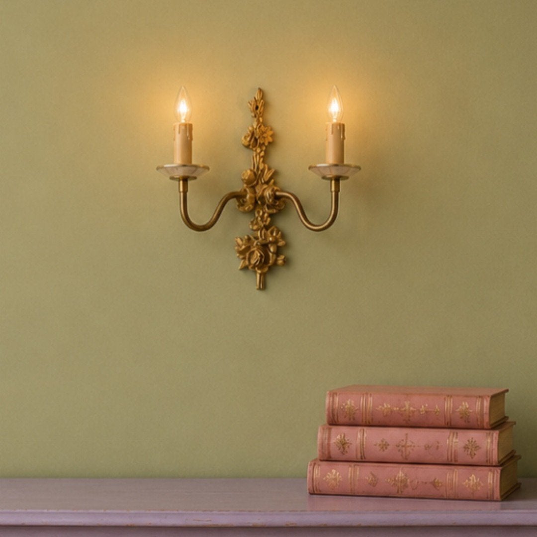 Wandlamp messing vintage Rococo, Ophalen of Verzenden