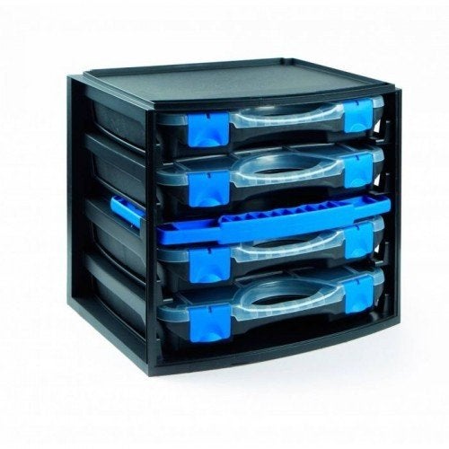 Nieuwe Tayg Multibox nr1 met 4 Sorteerkoffers zwart/blauw, 250 mm of meer, Dalen, Nieuw, Ophalen of Verzenden