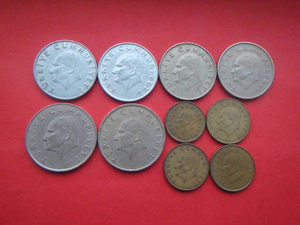 Kavel Turkije setje munten 1, 2½, 5 en 10 Lira 1957 / 1986., Verzenden, Zuid-Azië, Setje