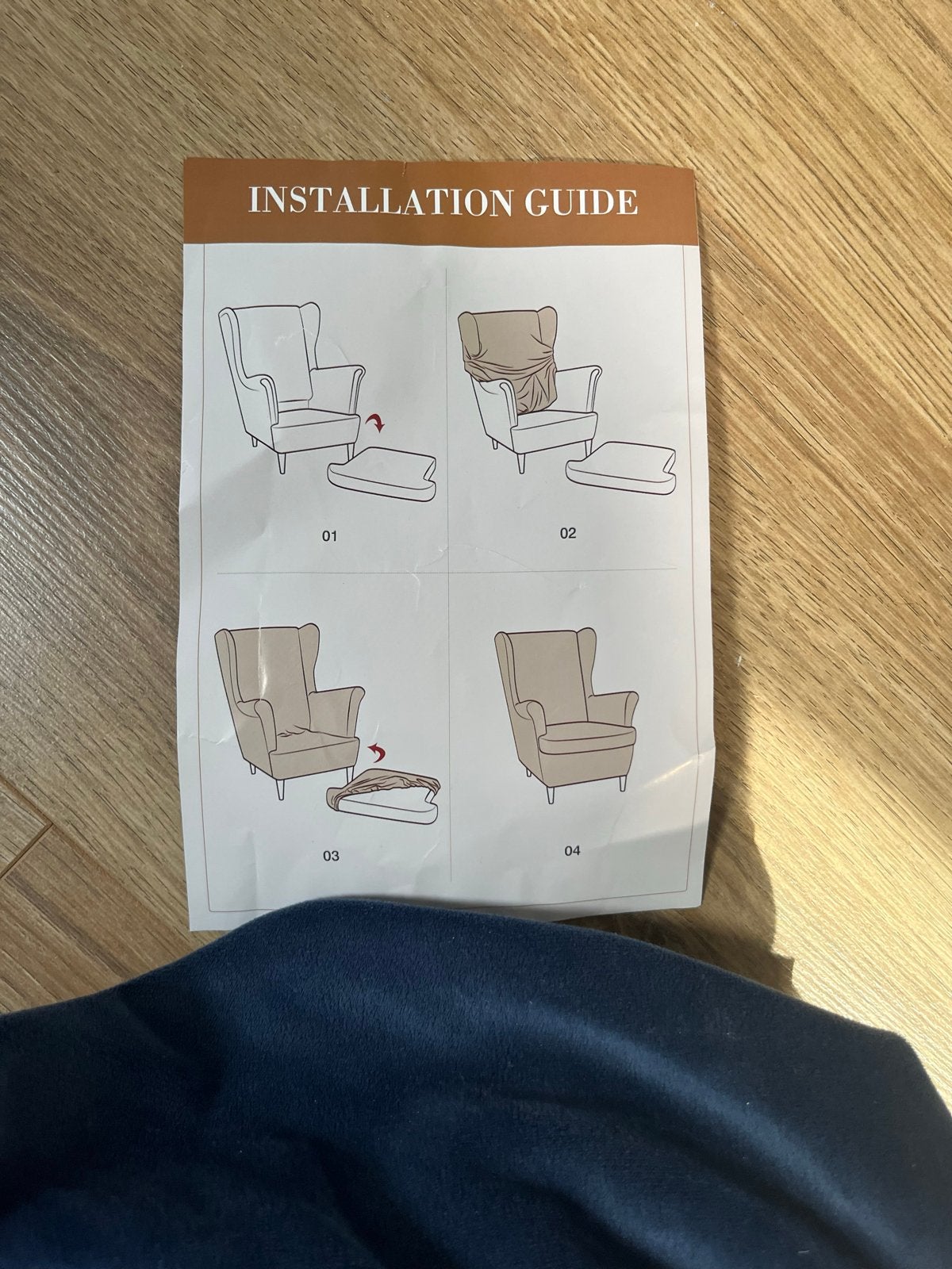 Wasbare Overtrek voor IKEA Strandmon Stoel en Poef - Denim V, Huis en Inrichting, Stoelen, Ophalen of Verzenden, Nieuw, Blauw