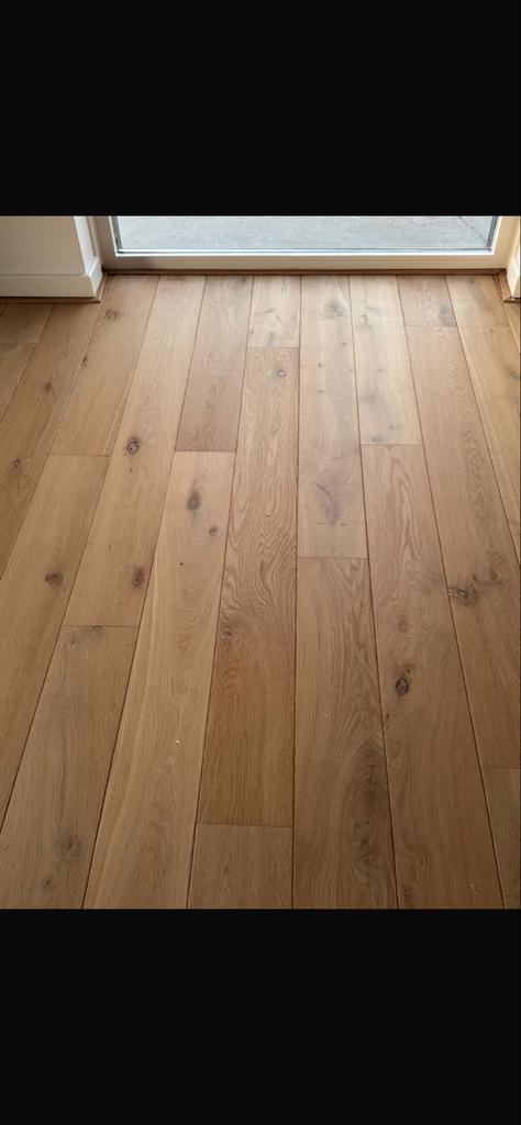 Eiken lamelparket (multiplank) met klikverbinding, Ophalen, Minder dan 50 cm, Gebruikt, 100 tot 150 cm