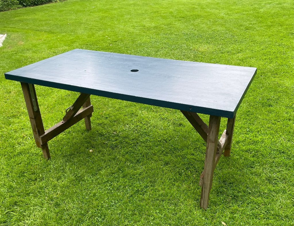 Tuintafel: robuust, makkelijk inklapbaar; lxbxh:154x77x76cm, Tuin en Terras, Tuintafels, Ophalen, Gebruikt, Rechthoekig, Hout