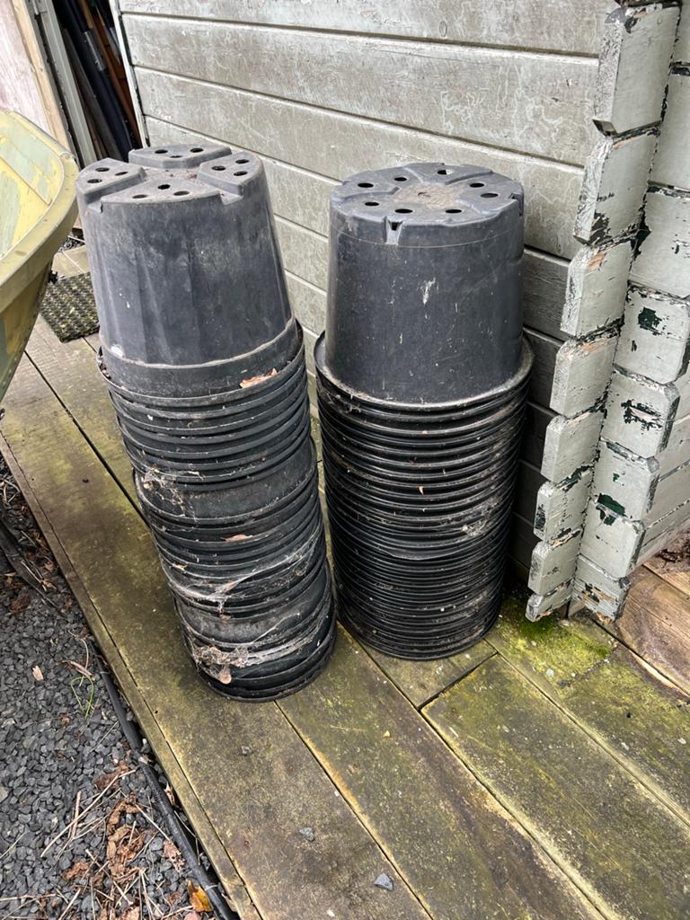 Grote zwarte plantenpotten gratis, Tuin en Terras, Ophalen, Kunststof, Gebruikt, Minder dan 60 cm