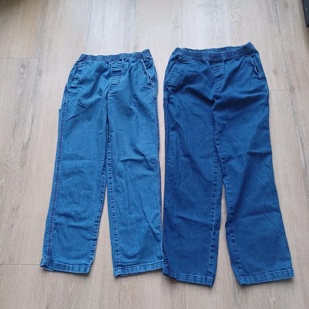 Twee blauwe heren spijkerbroeken met elastiek., Ophalen of Verzenden, Zo goed als nieuw, Blauw