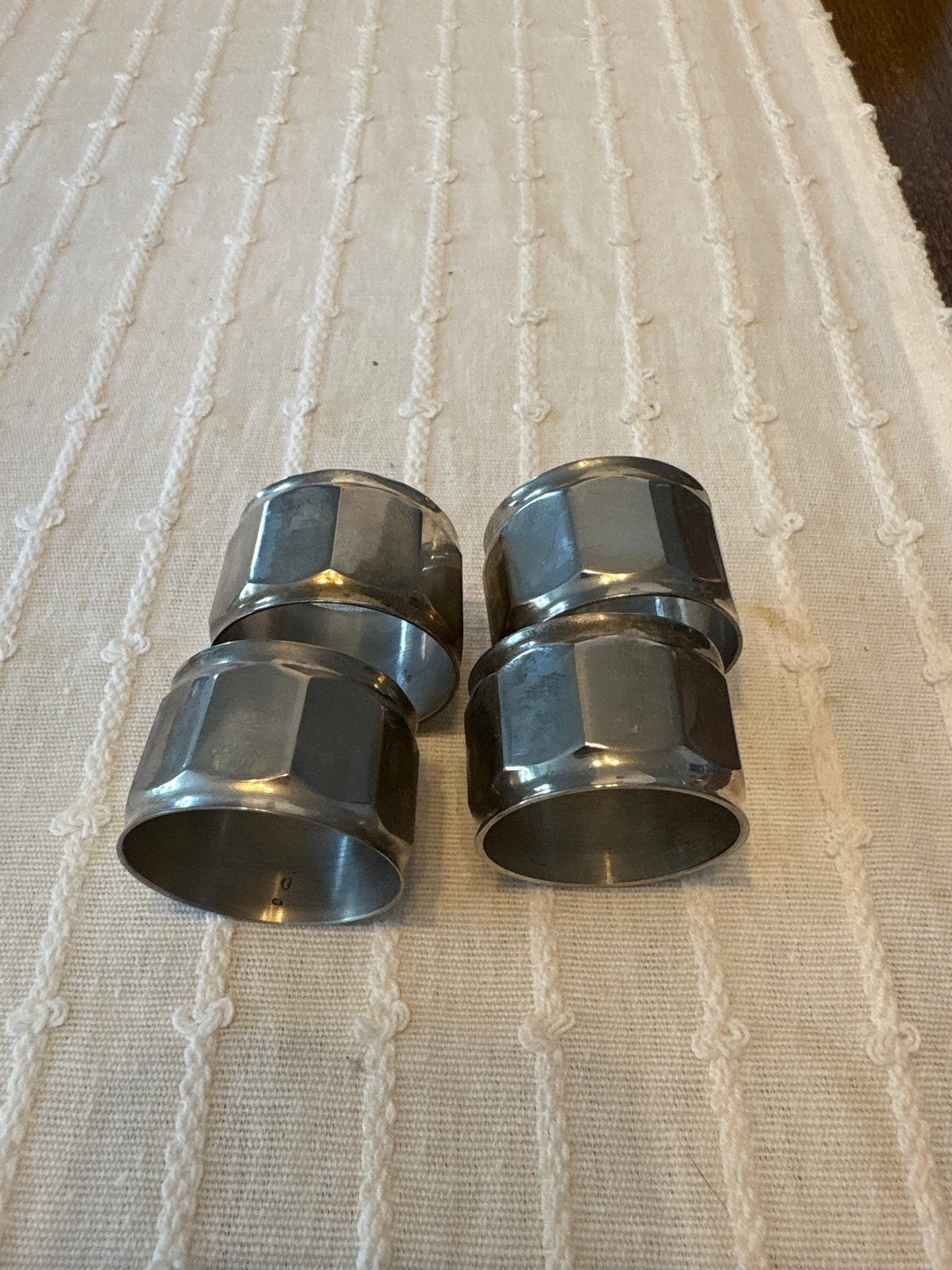Set van 4 zilverkleurige servetringen, Antiek en Kunst, Ophalen, Zilver