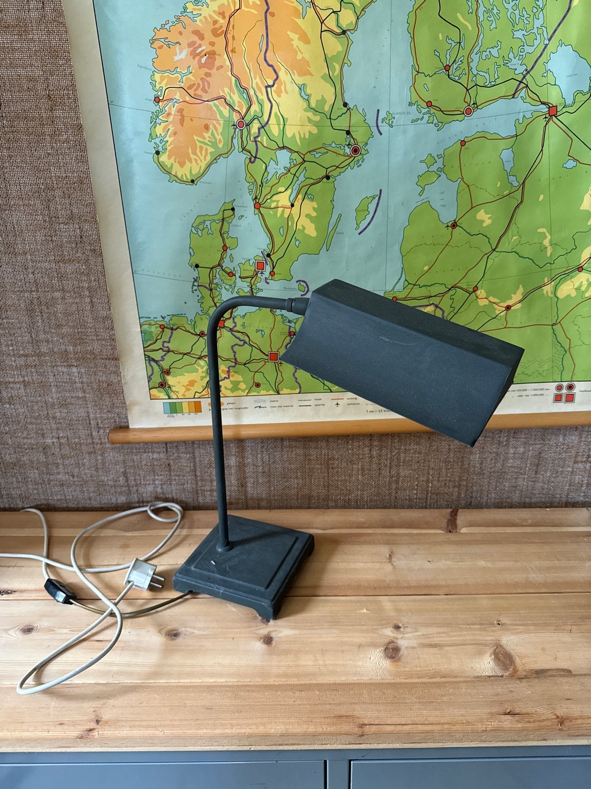 Vintage metalen bureaulamp - industrieel design, Ophalen