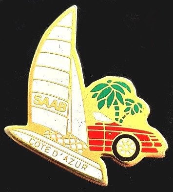 Saab- Cote d'Azur pin- rood wit, Verzenden, Nieuw, Transport, Speldje of Pin