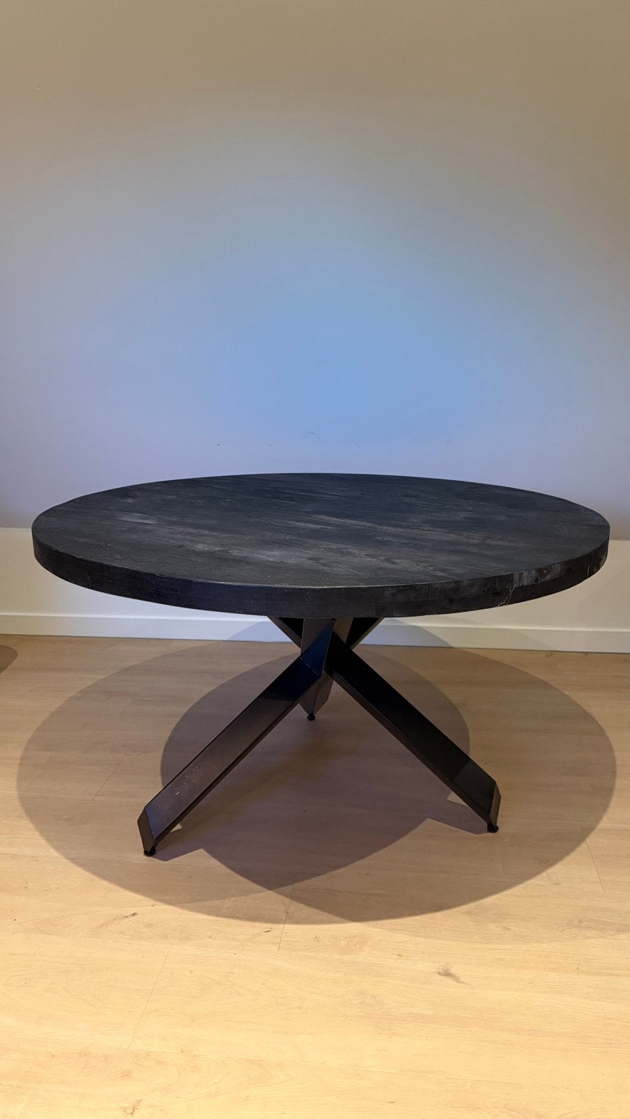 Zwarte ronde eettafel ø 130 cm, Ophalen, Zo goed als nieuw, Rond, 100 tot 150 cm