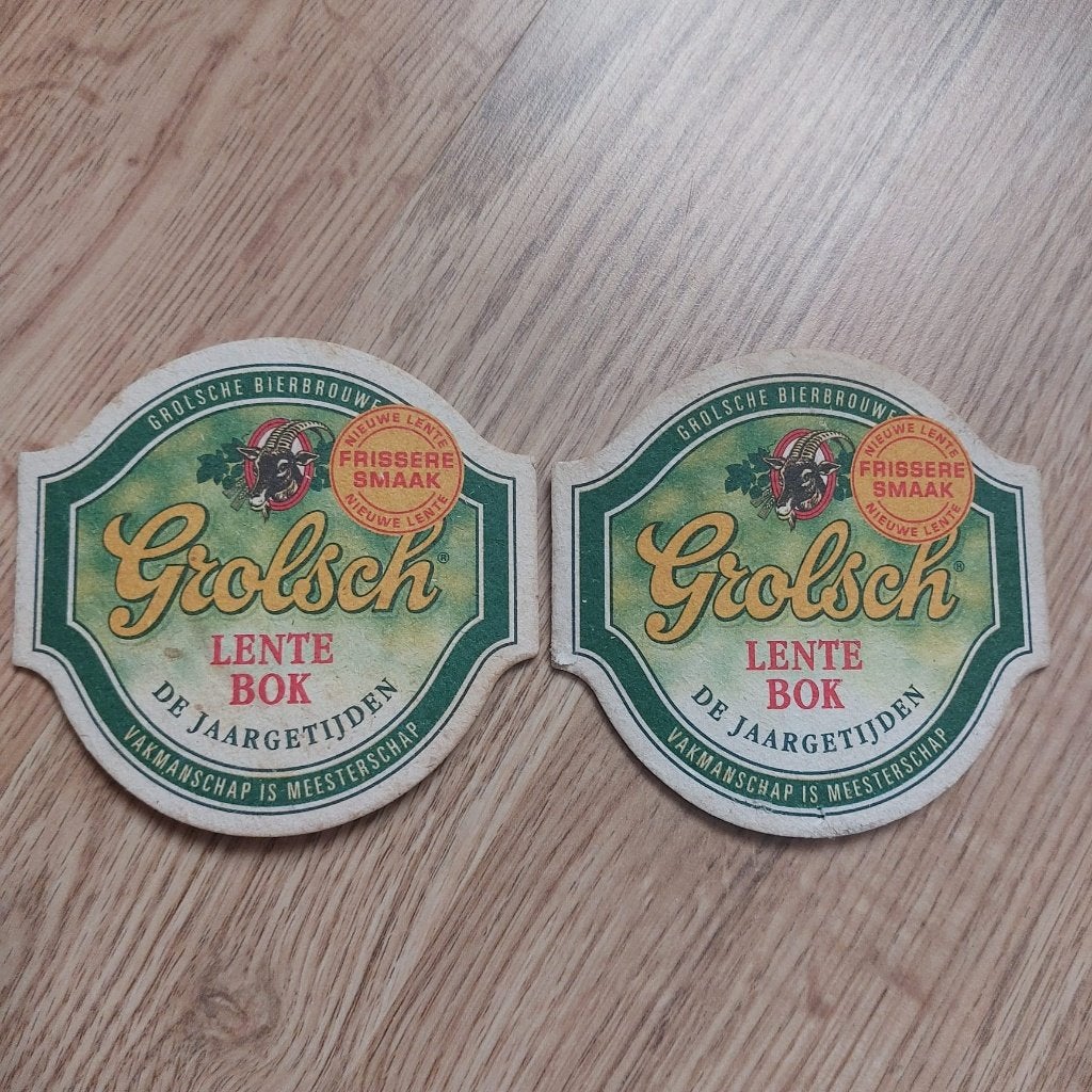 2xBierviltje Grolsch Lente Bok de"De Vier Jaargetijden"serie, Ophalen of Verzenden, Zo goed als nieuw, Viltje(s), Grolsch
