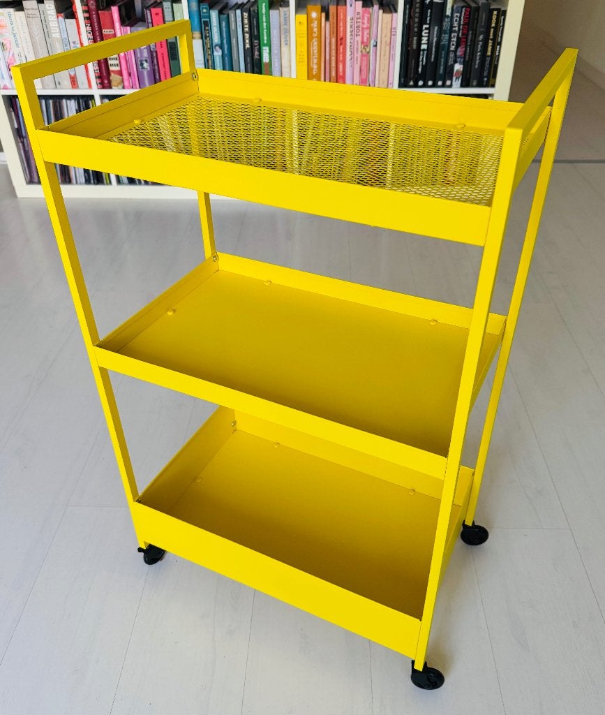 IKEA Nissafors roltafel – geel, Ophalen, 50 tot 100 cm, Zo goed als nieuw, Metaal