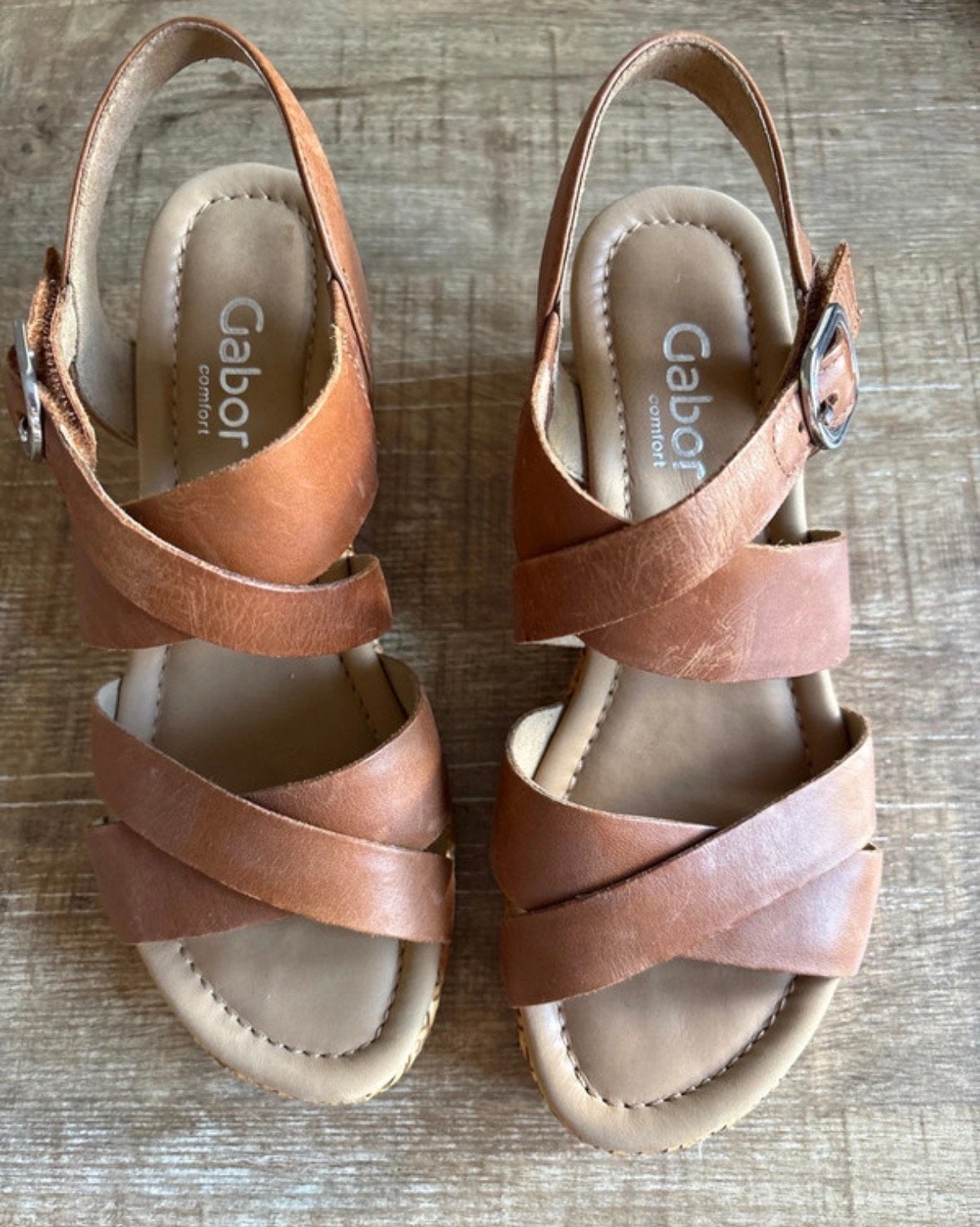 Gabor Comfort Leren Sandalen - Maat 38, Ophalen of Verzenden, Zo goed als nieuw, Bruin, Sandalen of Muiltjes