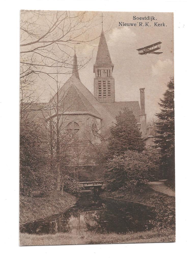 BF493-Soestdijk,Nieuwe R.K.Kerk,fake vliegtuig, Verzenden, 1920 tot 1940, Ongelopen, Utrecht