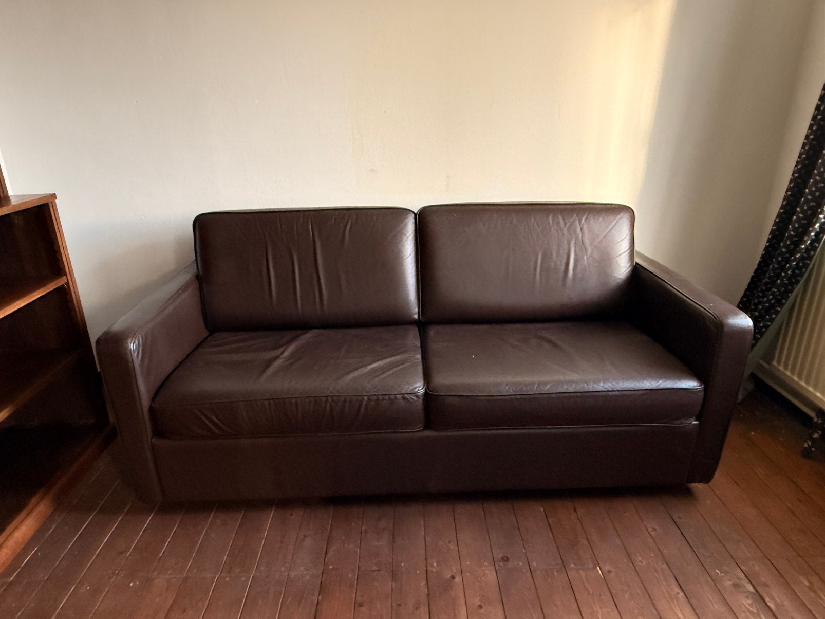 Comfortabele Bruin Leren Beka Transfo-Mat Slaapbank, Ophalen, Zo goed als nieuw, Leer, Slaapbank