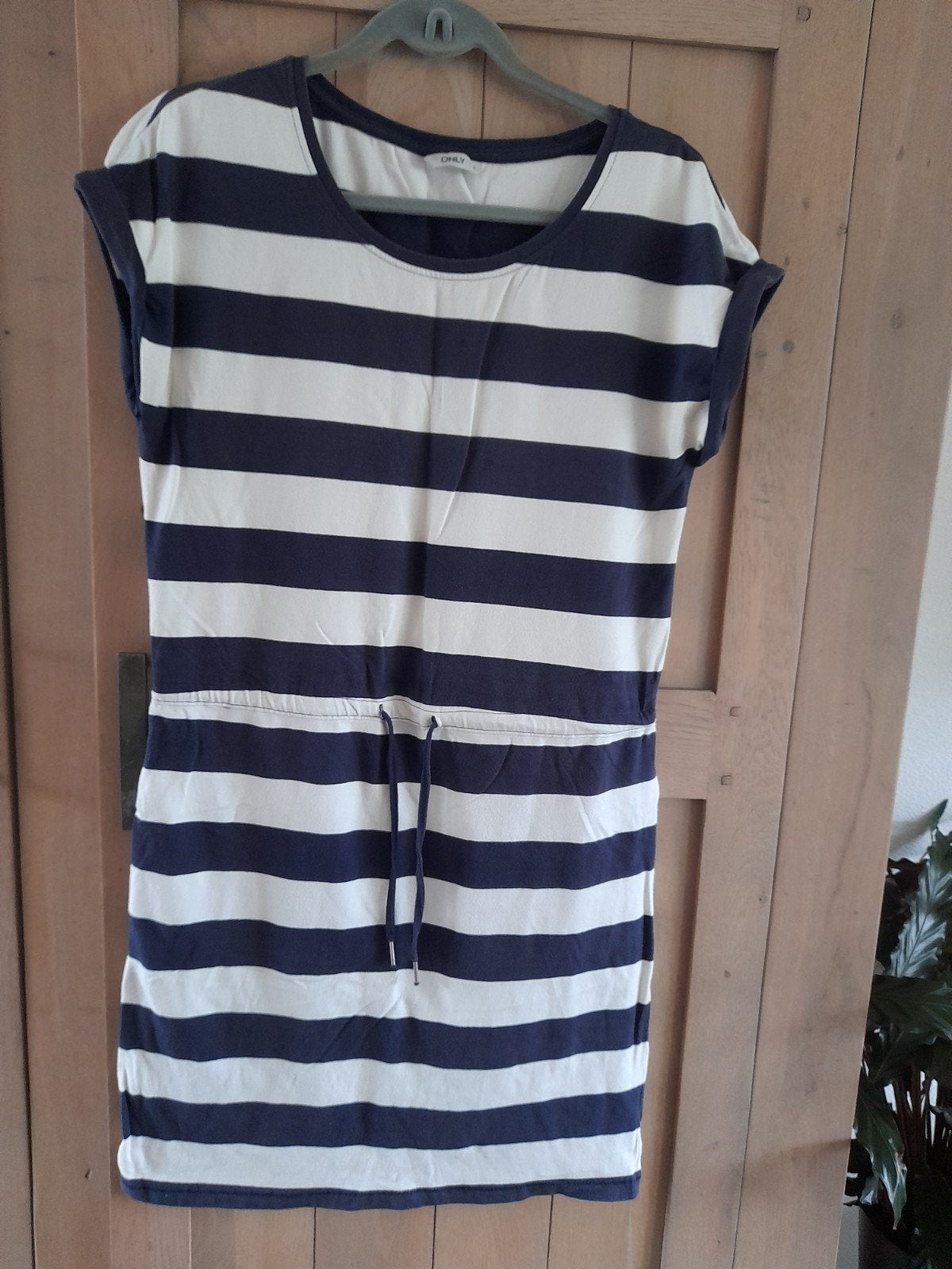 ONLY gestreepte jurk met trekkoord - Maat M, Maat 38/40 (M), Only, Wit, Ophalen of Verzenden
