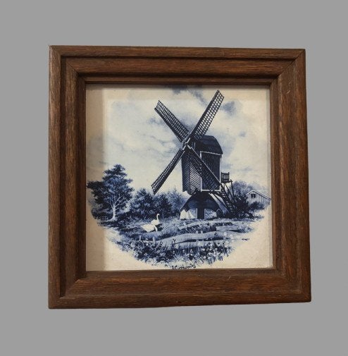 Grote Vintage Royal Mosa Holland tegel in lijst - van Hunnik, Verzenden