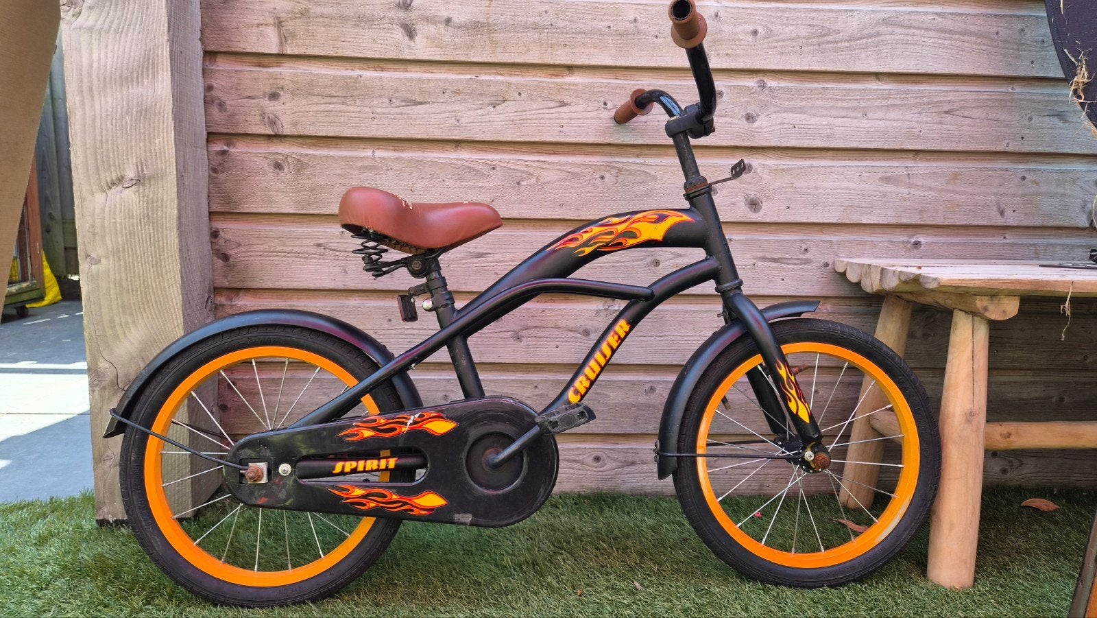 Spirit Cruiser kinderfiets met vlammen, 20 inch, Fietsen en Brommers, Fietsen | Kinderfietsjes, Gebruikt, 20 inch of meer, Ophalen of Verzenden
