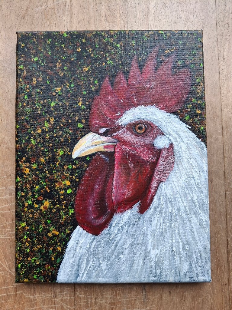 Schilderij kip , 24 x 30 cm., Huis en Inrichting, Woonaccessoires | Schilderijen, Tekeningen en Foto's, Ophalen, Minder dan 50 cm