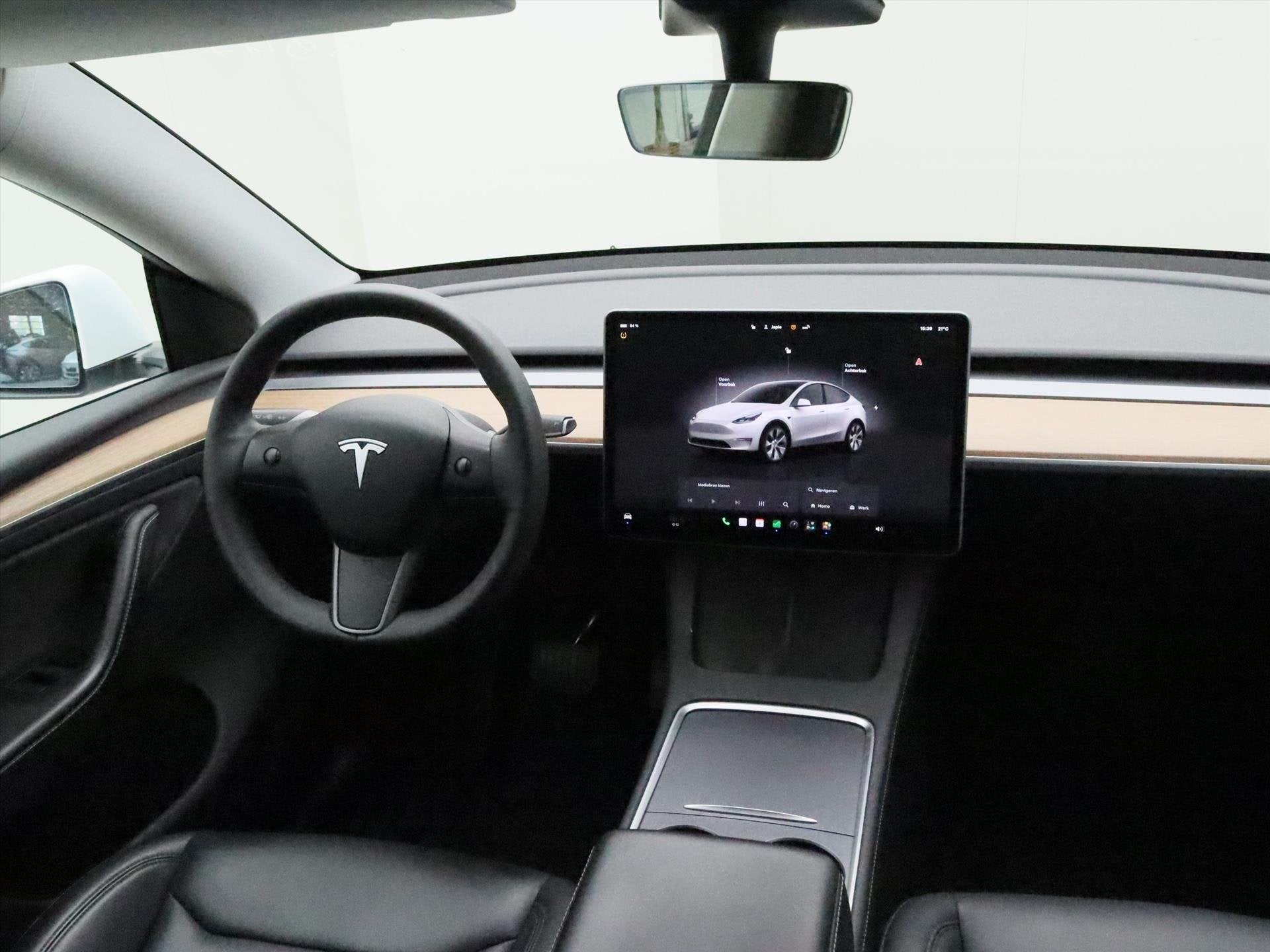 Tesla Model Y Long Range AWD 75kWh 351pk 92.8% SoH [ TREKHAA, Auto's, Automaat, Gebruikt, Zwart, Wit