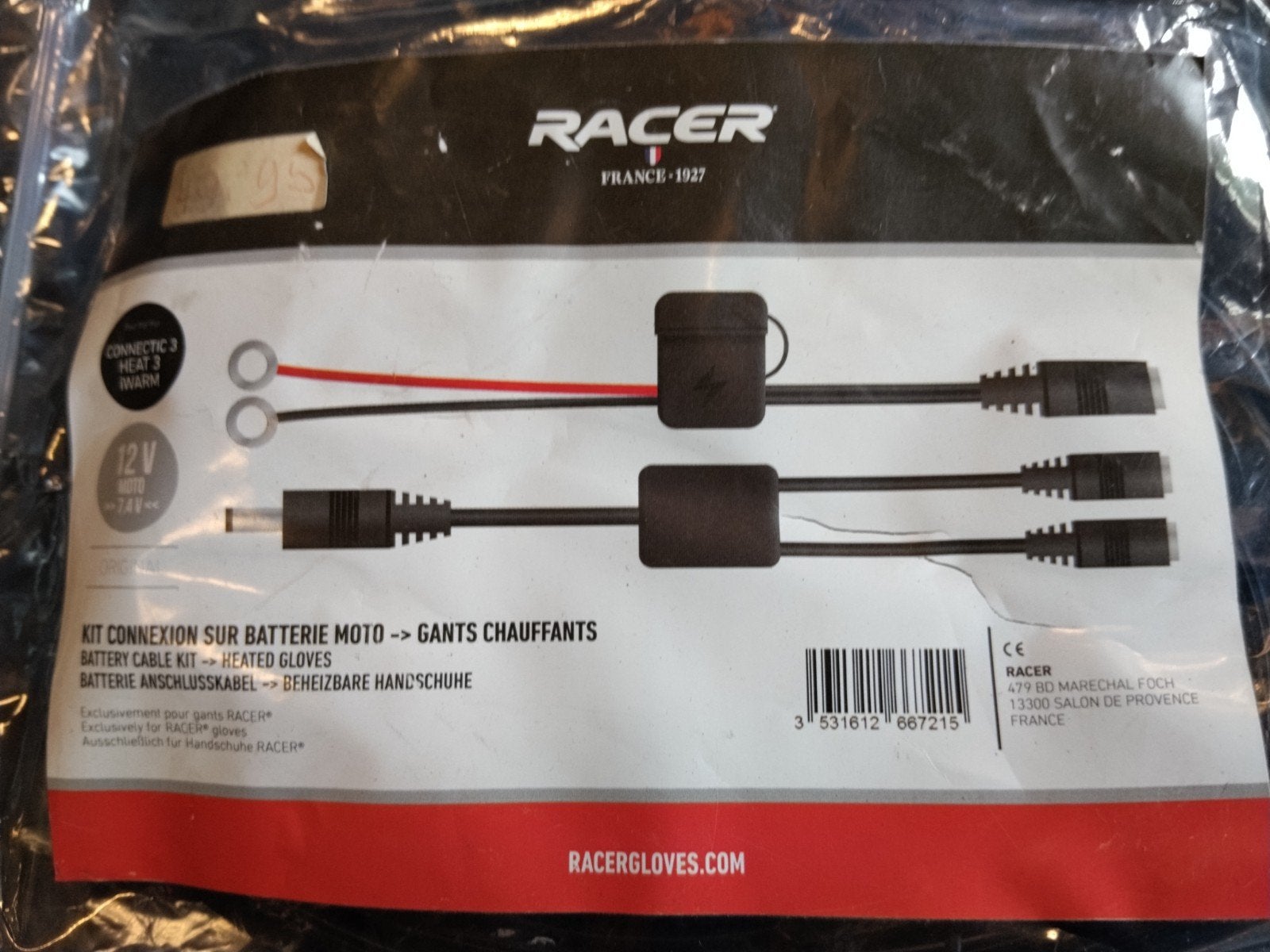 Racer Accukabelkit voor Verwarmde Handschoenen 12V, Ophalen of Verzenden, Nieuw