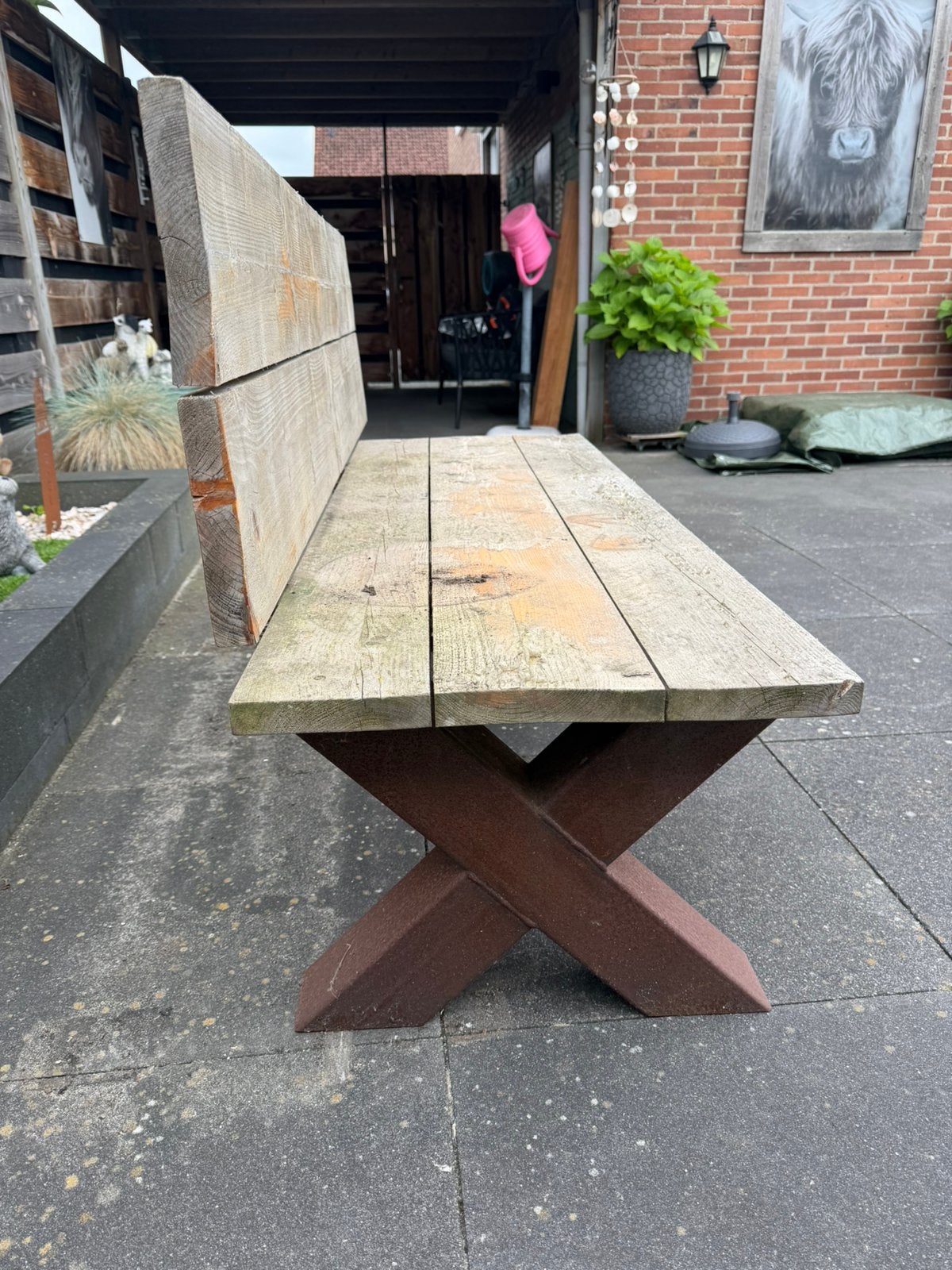 Bankje, Tuin en Terras, Picknicktafels, Ophalen, Zo goed als nieuw, Rechthoekig, Hout