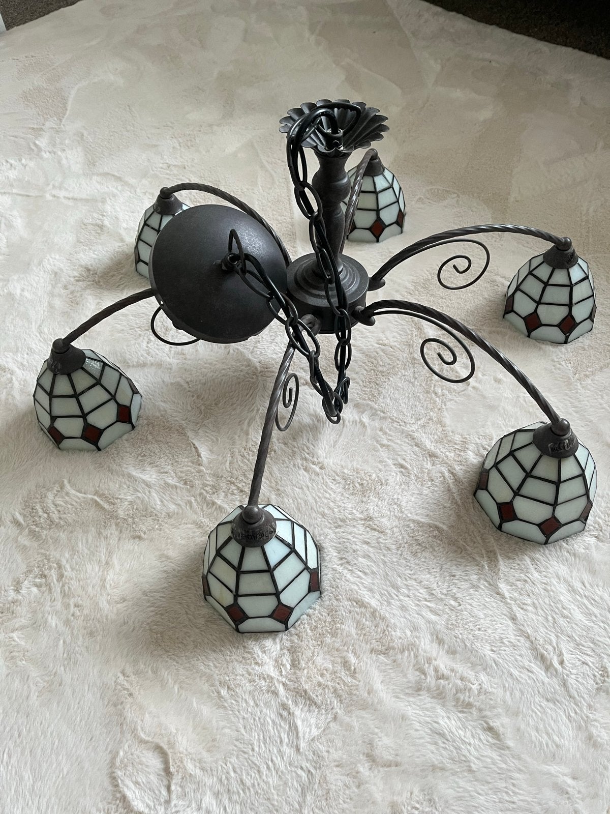 Prachtige originele Tiffany hanglamp met echt glas in lood, Huis en Inrichting, Ophalen, Zo goed als nieuw, Glas
