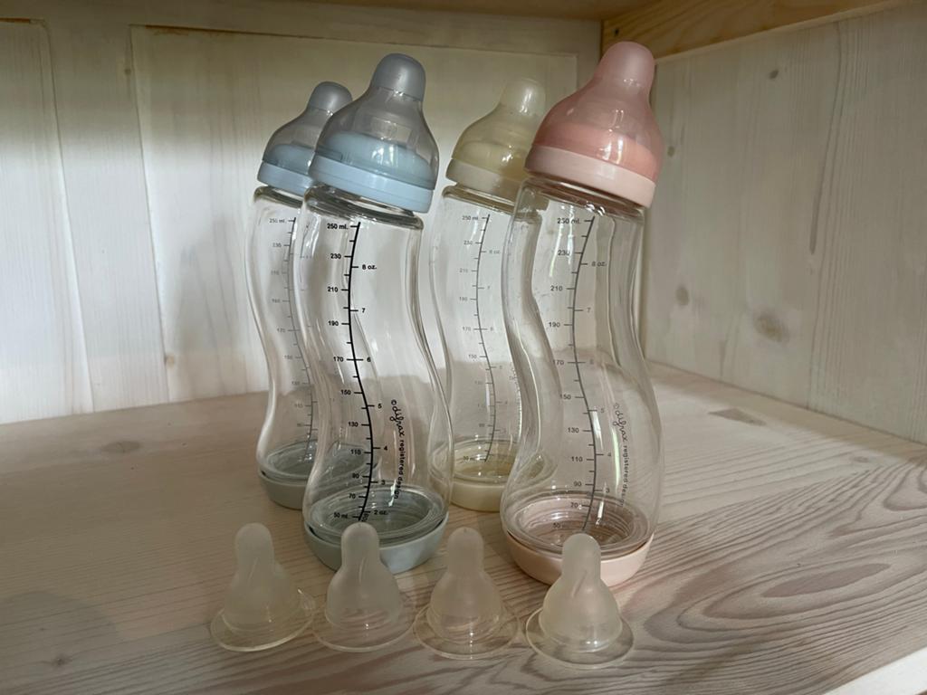 Difrax glazen babyflesjes - Duurzaam en veilig voor je baby, Ophalen, Gebruikt