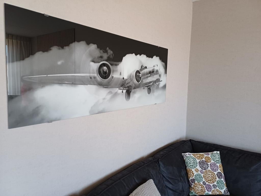 Glazen zwart/wit fotoprent 160x60 cm loods 5, Antiek en Kunst, Kunst | Schilderijen | Abstract, Ophalen