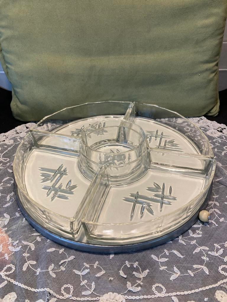 Vintage hapjesschaal Art Deco (090324), Huis en Inrichting, Keuken | Servies, Ophalen of Verzenden, Gebruikt, Glas, Overige stijlen