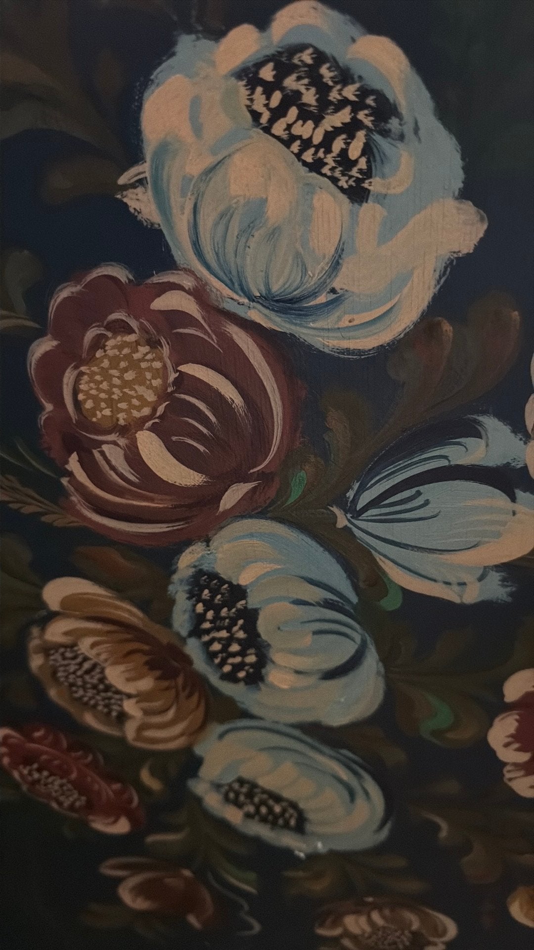 Foto 5 van Set 2x XXL Ronde Wandpanelen Handbeschilderd Bloemenboeket