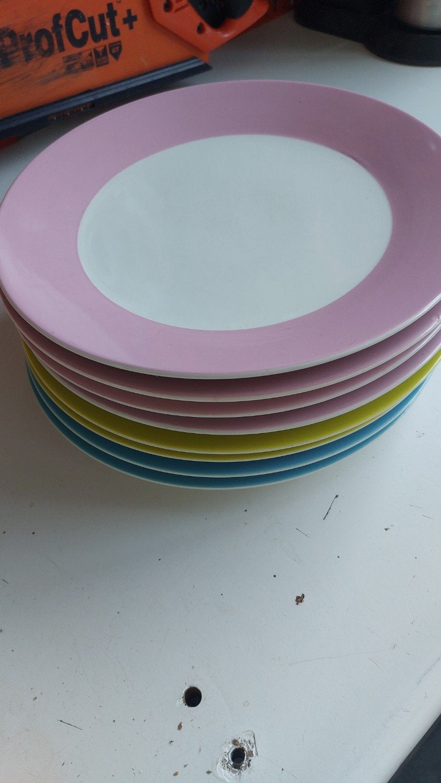 8 Hema Eet/Dinner borden in Pastelkleuren, Ophalen, Hema, Gebruikt, Keramiek