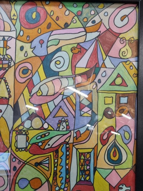 schilderij abstract tekening, Ophalen of Verzenden, 'T Olde Gre-j, Info@toldegrej.nl, Endepoelstraat 20f Didam