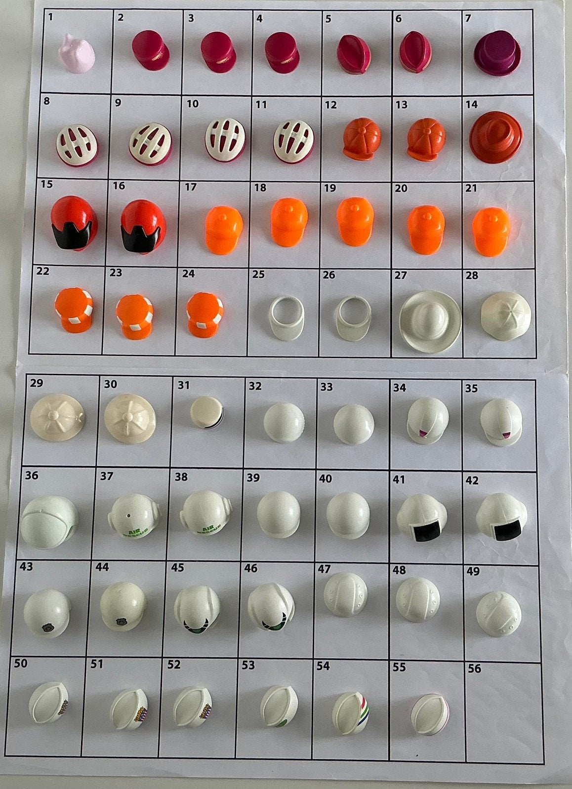 Playmobil hoofddeksels roze/oranje/wit, Ophalen of Verzenden, Gebruikt, Losse onderdelen