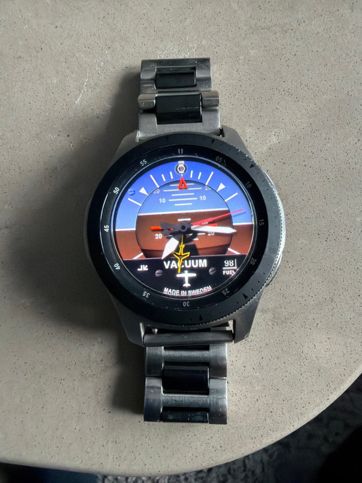 Samsung Smartwatch 3 met Vliegtuig Cockpit Wijzerplaat, Hoogte, Ophalen of Verzenden, Zo goed als nieuw, Android