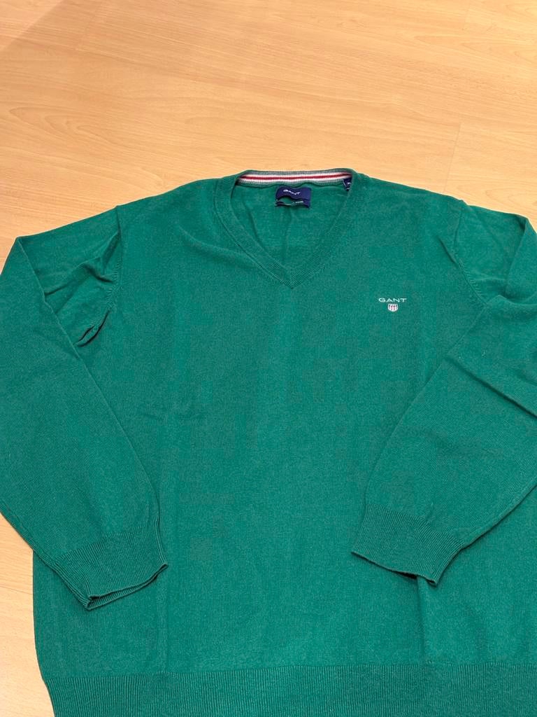 GANT Groene V-hals Trui - Maat XL, Kleding | Heren, Truien en Vesten, Zo goed als nieuw, Maat 56/58 (XL), Groen, Ophalen of Verzenden