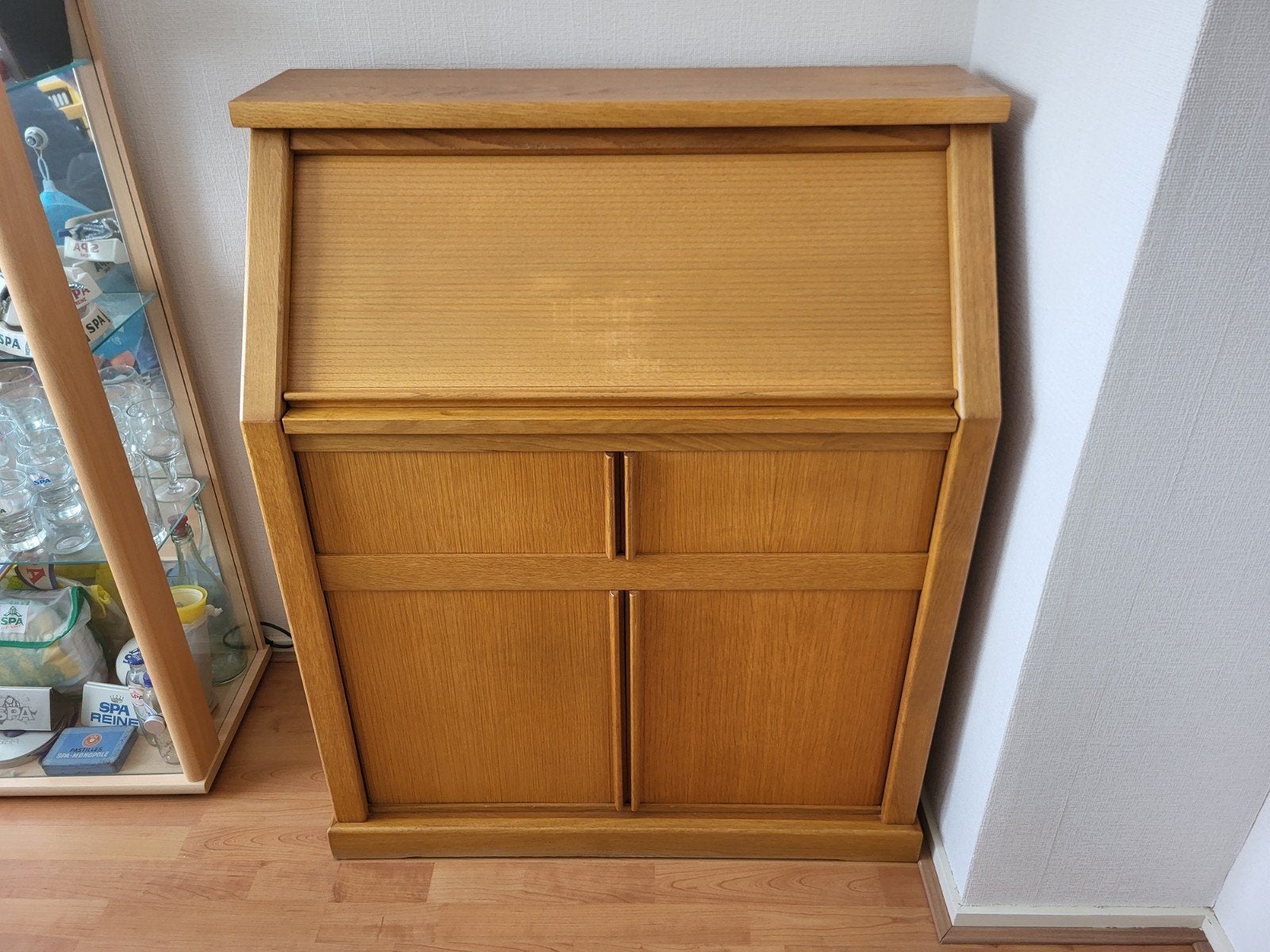 Houten rolluik secretaire / bureau (breed 0,88m), Huis en Inrichting, Ophalen, Gebruikt, Klassiek, functioneel