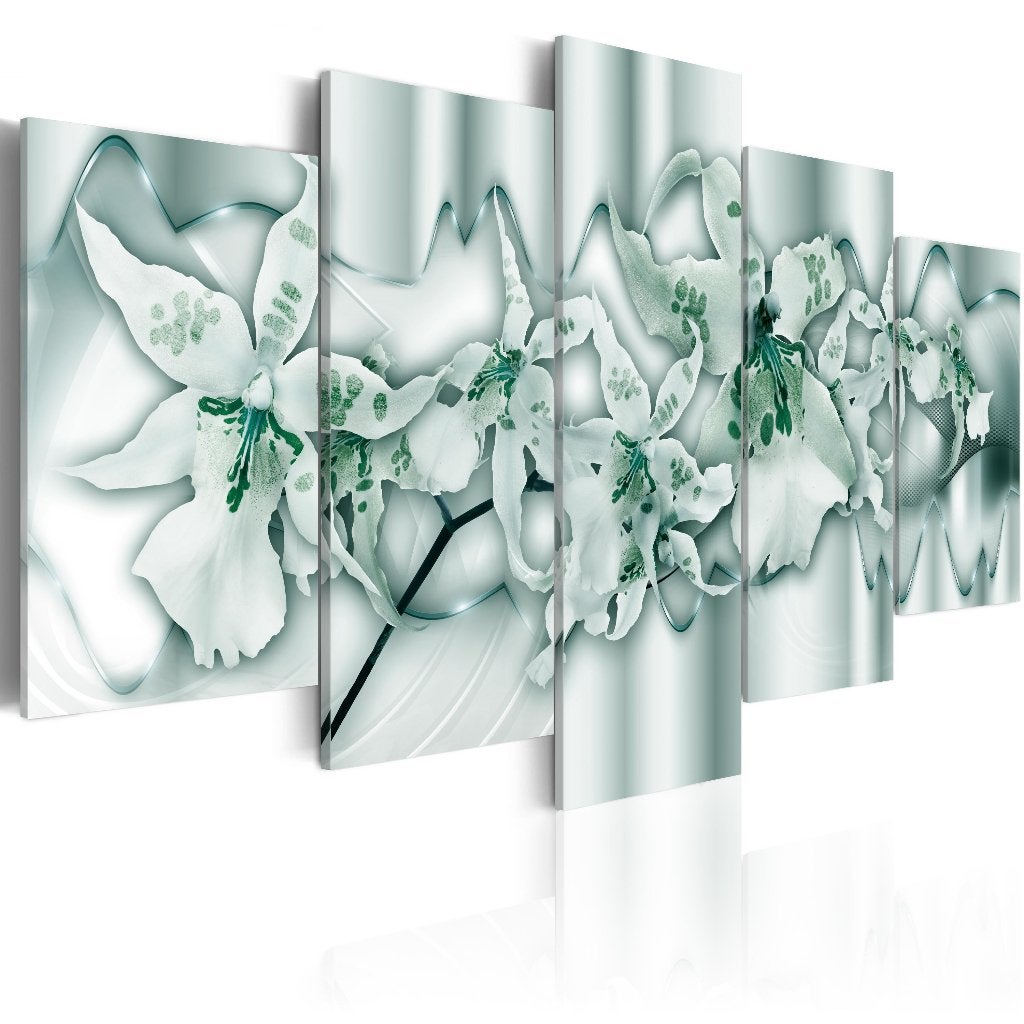 253 Bloemen Modern 5 Luik Canvas Schilderij 200x100cm Nieuw, Ophalen of Verzenden