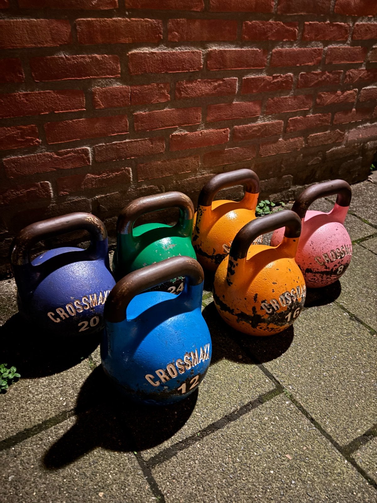 Crossmaxx competition kettlebell Set 8 t/m 24 kg, Ophalen, Gebruikt, Benen, Kettlebell