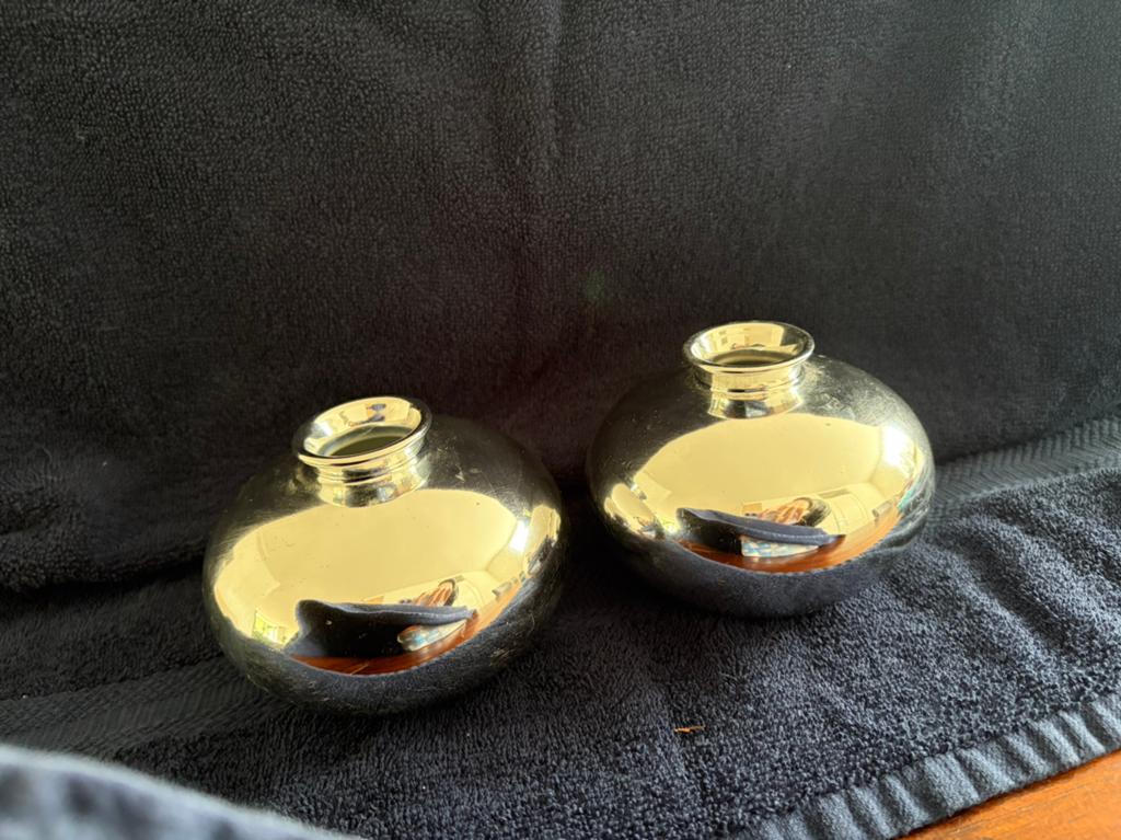 Zilverkleurige aardewerk vaasjes HEMA, Huis en Inrichting, Woonaccessoires | Vazen, Overige kleuren, Aardewerk of Porselein, Ophalen of Verzenden
