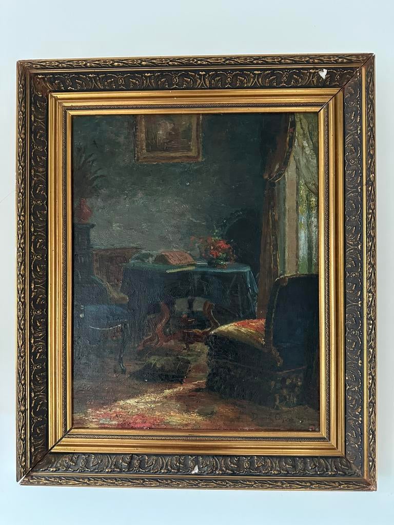 antieke schilderij David Oyens (1842-1902), Antiek en Kunst, Kunst | Schilderijen | Klassiek, Ophalen of Verzenden
