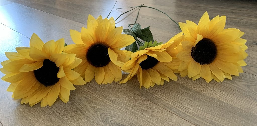 Zonnebloemen, Huis en Inrichting, Woonaccessoires | Kunstplanten en Kunstbloemen, Ophalen, Kunstbloem, Zo goed als nieuw, Binnen