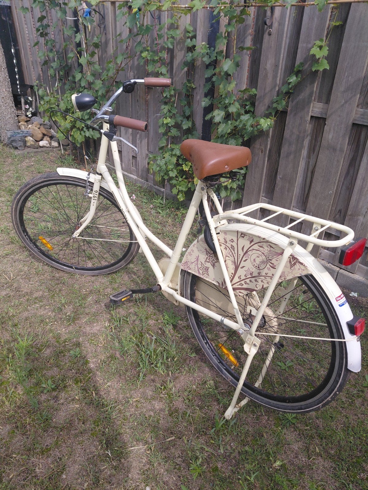 Vintage Damesfiets - Crème met Bruine Details, Terugtraprem, Ophalen, Overige merken, 53 tot 56 cm