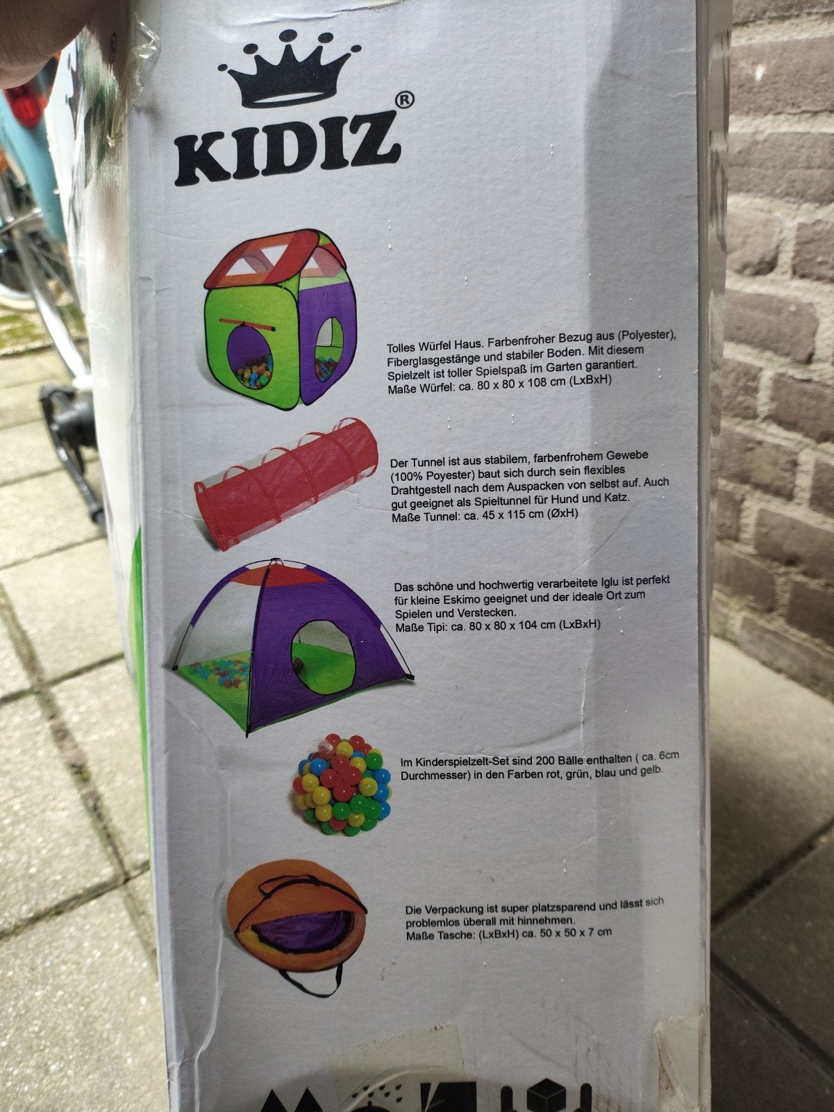 KIDIZ Kinderspeeltent Iglu / XXL met tunnel en ballen, Ophalen