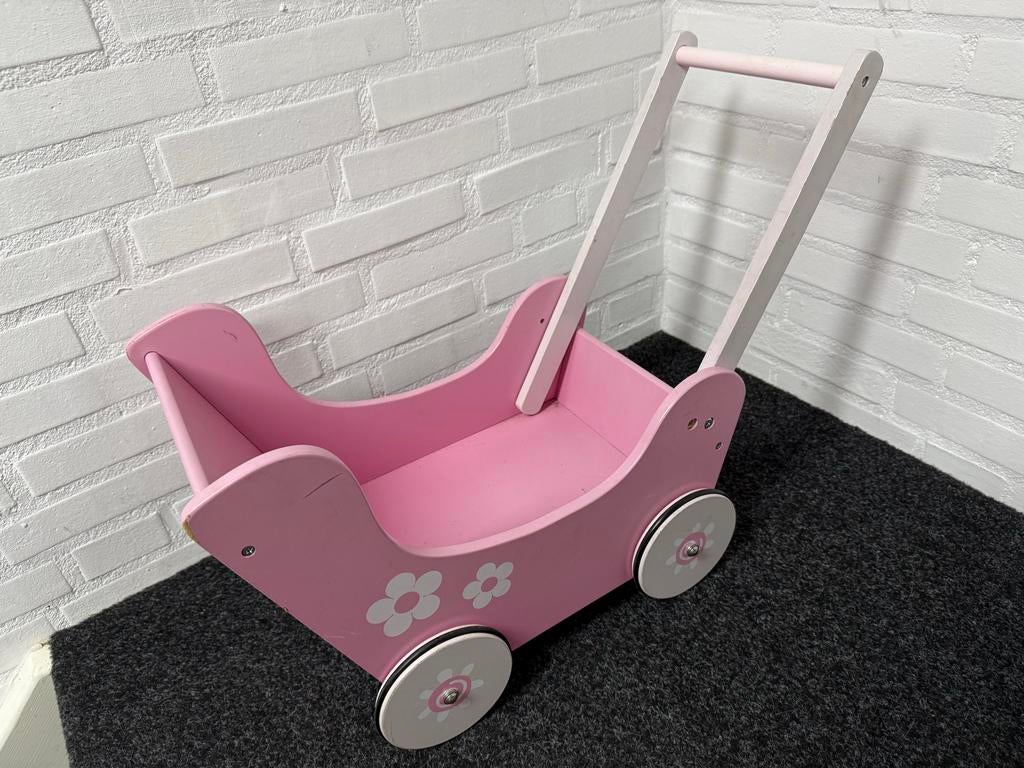 Houten Speelgoed Kinderwagen - Roze, Kinderen en Baby's, Speelgoed | Houten speelgoed, Ophalen, Gebruikt, Duw- of Trekspeelgoed