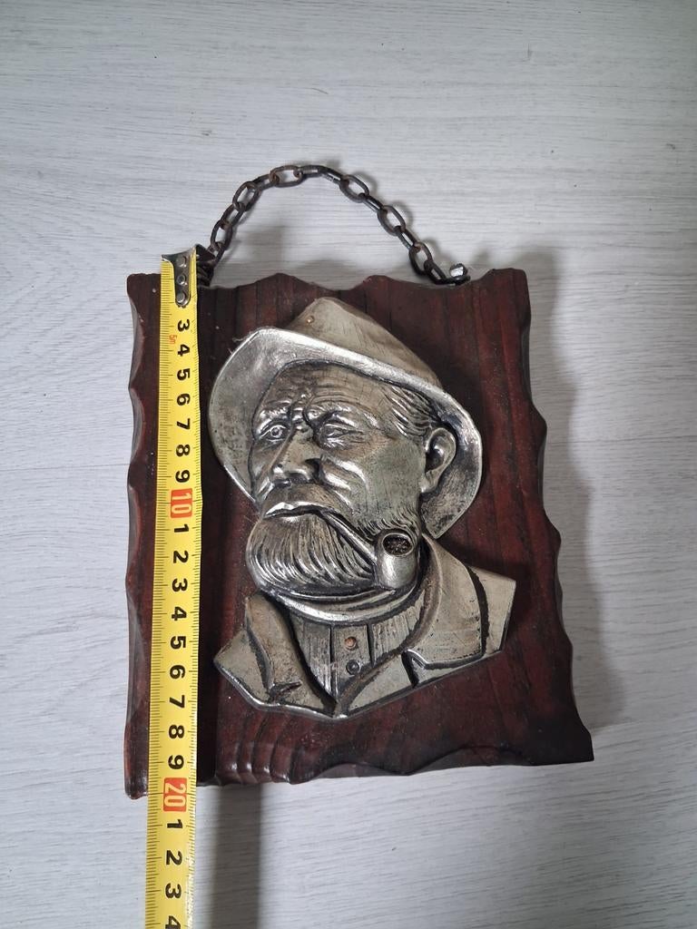 Wanddecoratie man met pijp, Antiek en Kunst, Kunst | Beelden en Houtsnijwerken, Ophalen of Verzenden